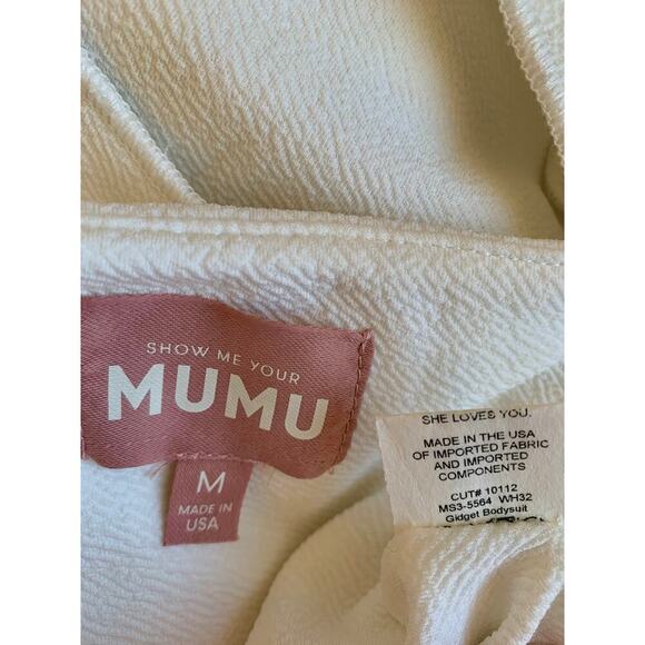 Show Me Your Mumu Gidget Bodysuit in White Medium Stretch Textured Lined Party - Picture 3 of 3